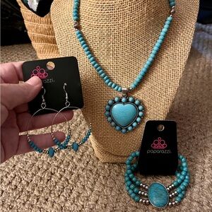 Aqua three piece jewelry set
